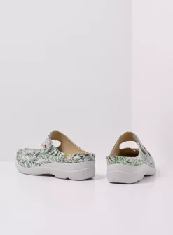 DAMES Wolky Slippers|Klompen<Roll Slipper - gebroken wit/groen nubuck