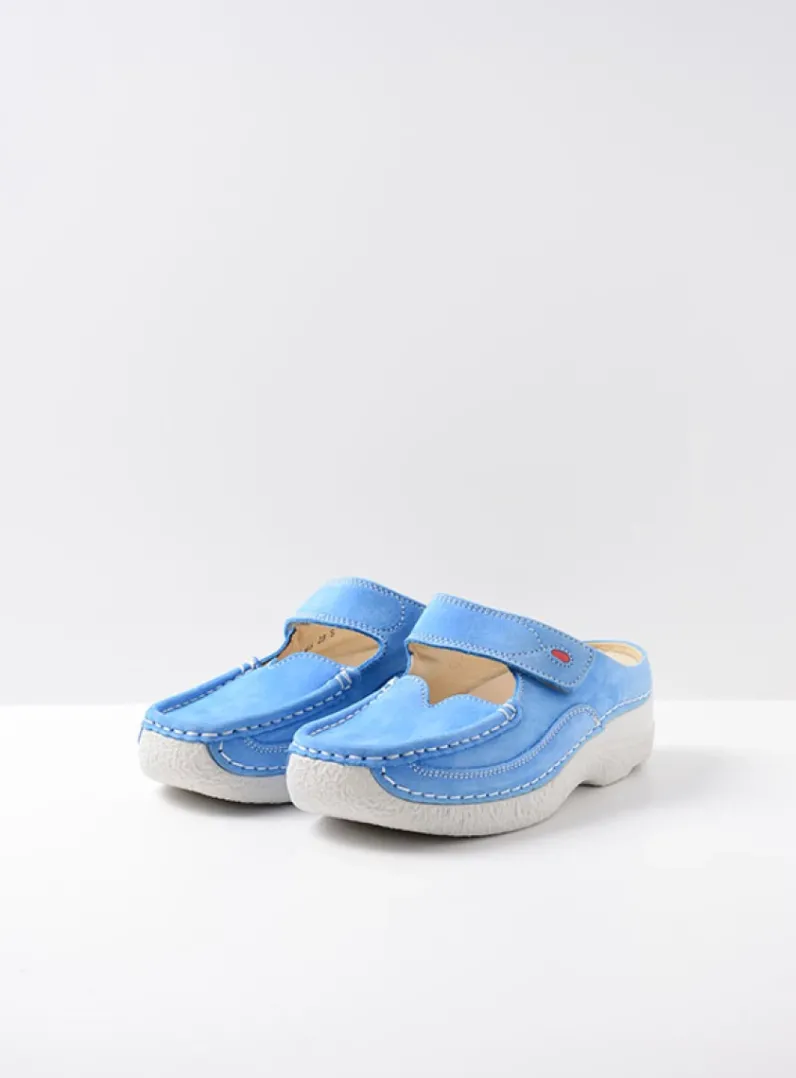 DAMES Wolky Slippers|Klompen<Roll Slipper - hemelsblauw nubuck