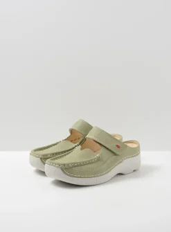 DAMES Wolky Slippers|Klompen<Roll Slipper - lichtgroen nubuck