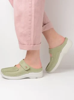 DAMES Wolky Slippers|Klompen<Roll Slipper - lichtgroen nubuck