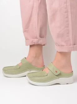 DAMES Wolky Slippers|Klompen<Roll Slipper - lichtgroen nubuck