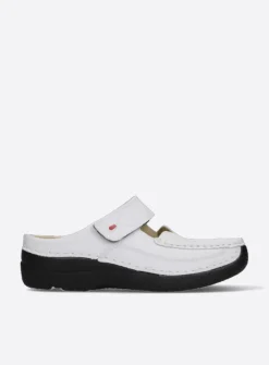 DAMES Wolky Slippers|Klompen<Roll Slipper - wit/zwart leer