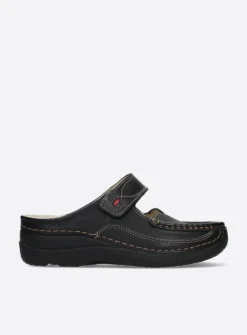 DAMES Wolky Slippers|Klompen<Roll Slipper - zwart leer