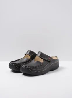 DAMES Wolky Slippers|Klompen<Roll Slipper - zwart leer