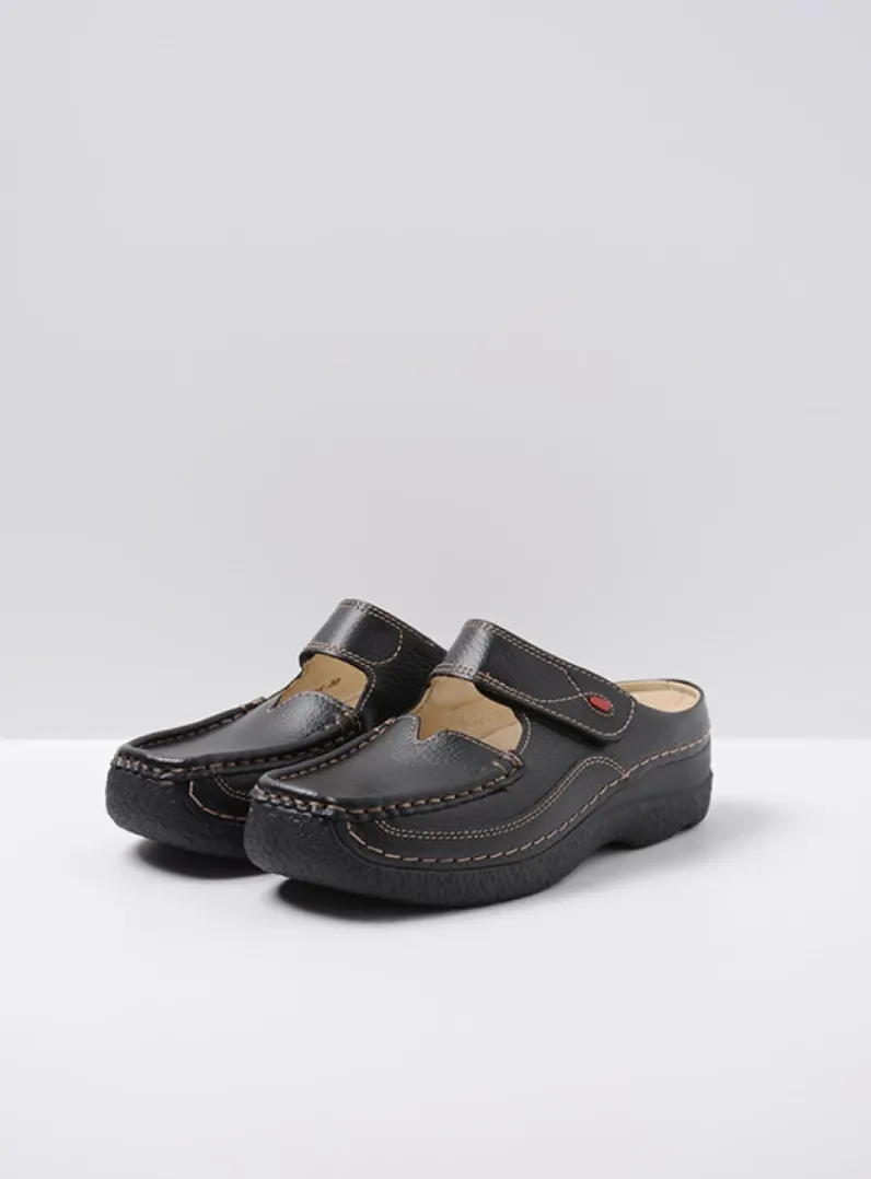 DAMES Wolky Slippers|Klompen<Roll Slipper - zwart leer