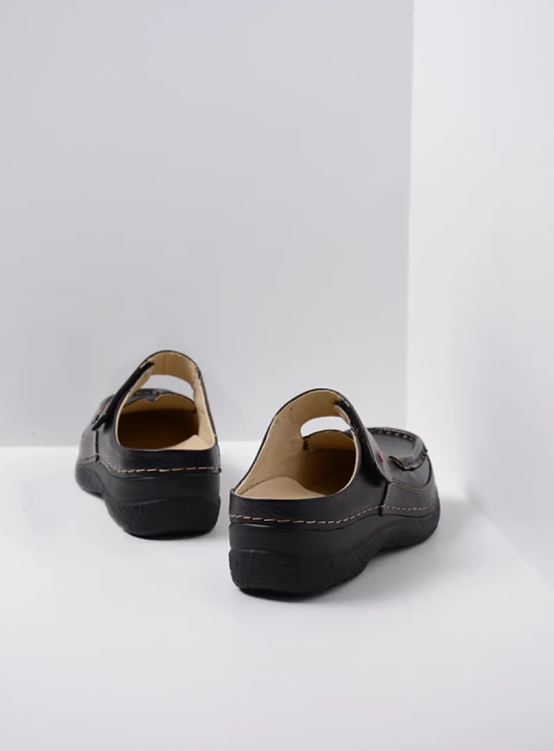 DAMES Wolky Slippers|Klompen<Roll Slipper - zwart leer