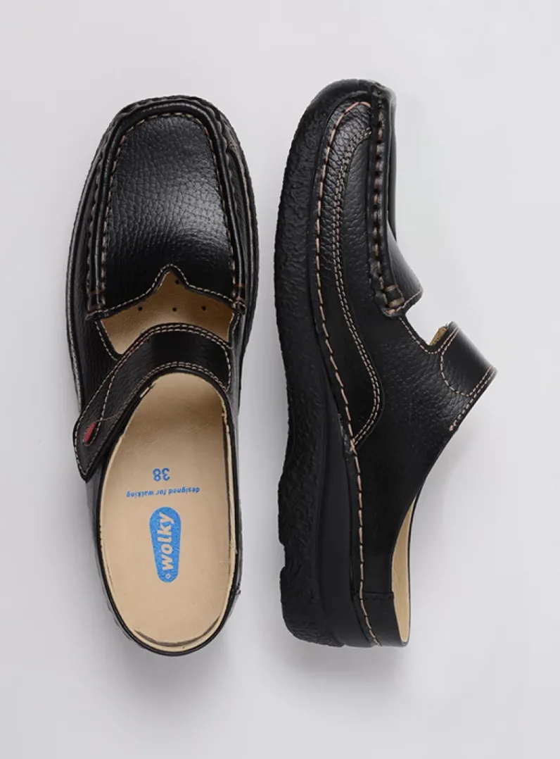 DAMES Wolky Slippers|Klompen<Roll Slipper - zwart leer