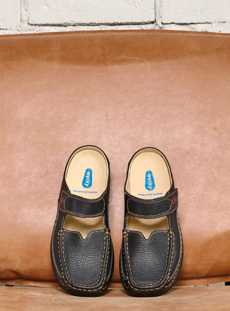 DAMES Wolky Slippers|Klompen<Roll Slipper - zwart leer