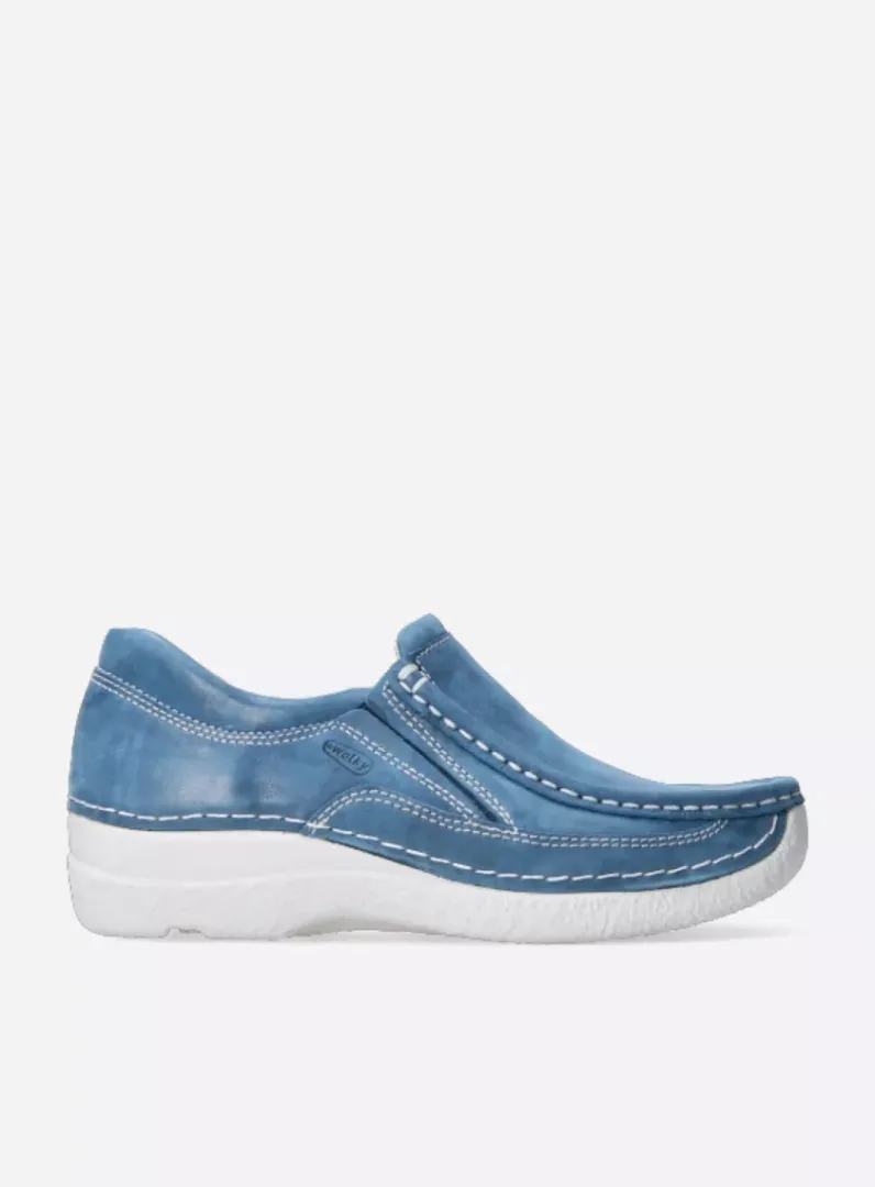 DAMES Wolky Instappers<Roll Sneaker - blauw effectleer