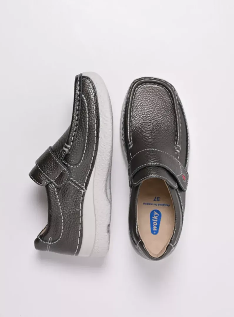 DAMES Wolky Instappers|Herfst/Winter<Roll Strap - antraciet leer