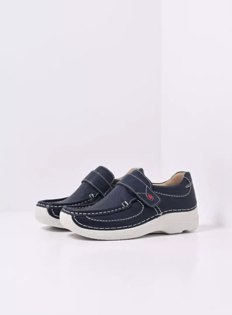 DAMES Wolky Instappers|Herfst/Winter<Roll Strap - blauw leer