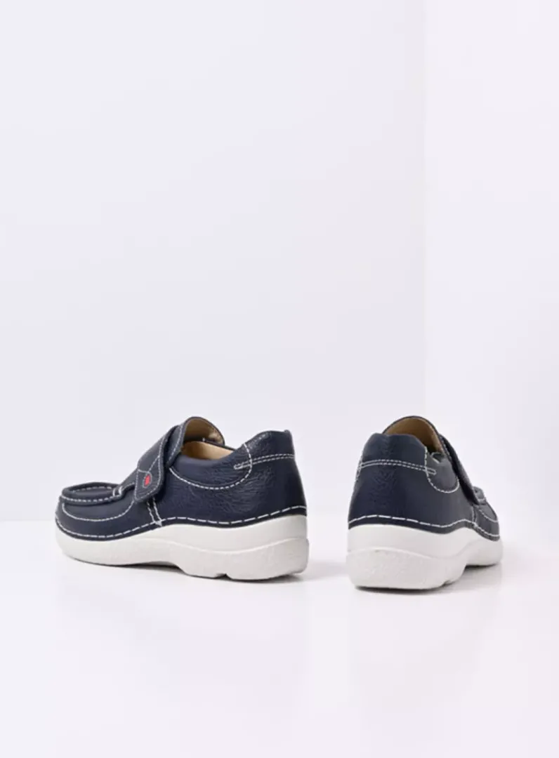 DAMES Wolky Instappers|Herfst/Winter<Roll Strap - blauw leer