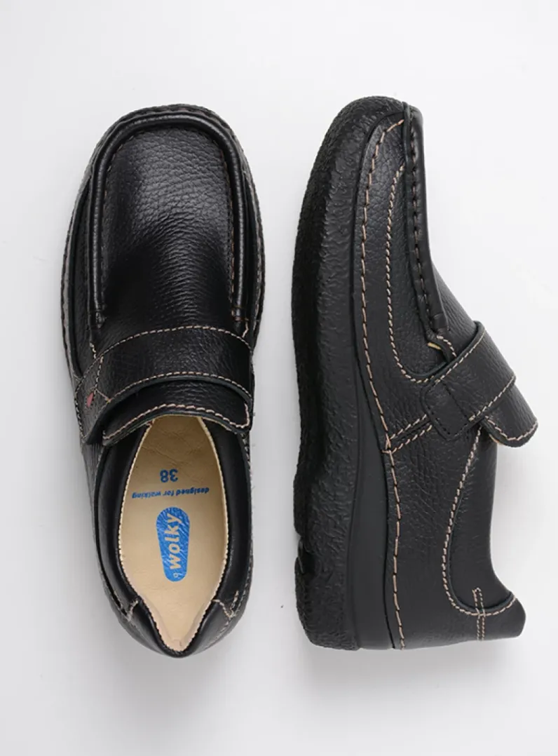 DAMES Wolky Instappers|Herfst/Winter<Roll Strap - zwart leer