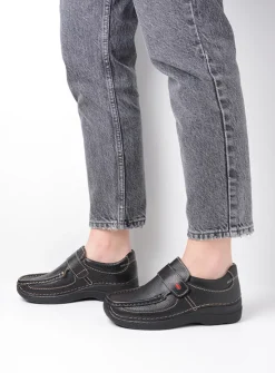 DAMES Wolky Instappers|Herfst/Winter<Roll Strap - zwart leer