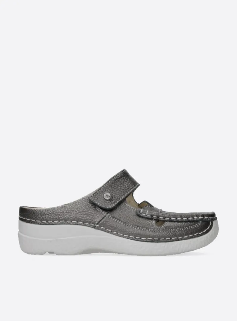 DAMES Wolky Slippers|Klompen<Roll Talaria - antraciet leer