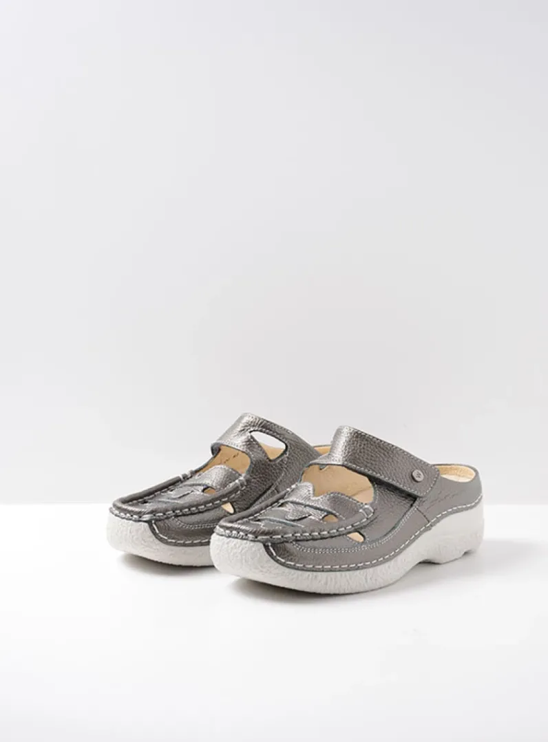 DAMES Wolky Slippers|Klompen<Roll Talaria - antraciet leer