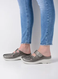 DAMES Wolky Slippers|Klompen<Roll Talaria - antraciet leer