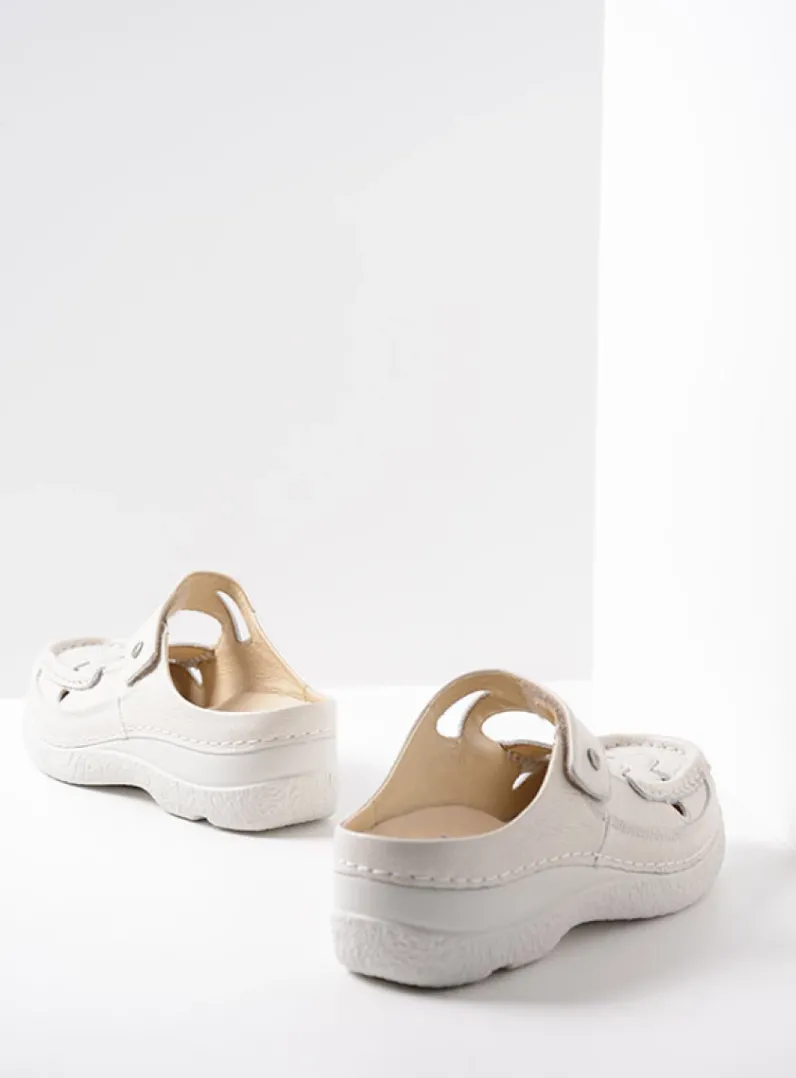 DAMES Wolky Slippers|Klompen<Roll Talaria - creme wit leer