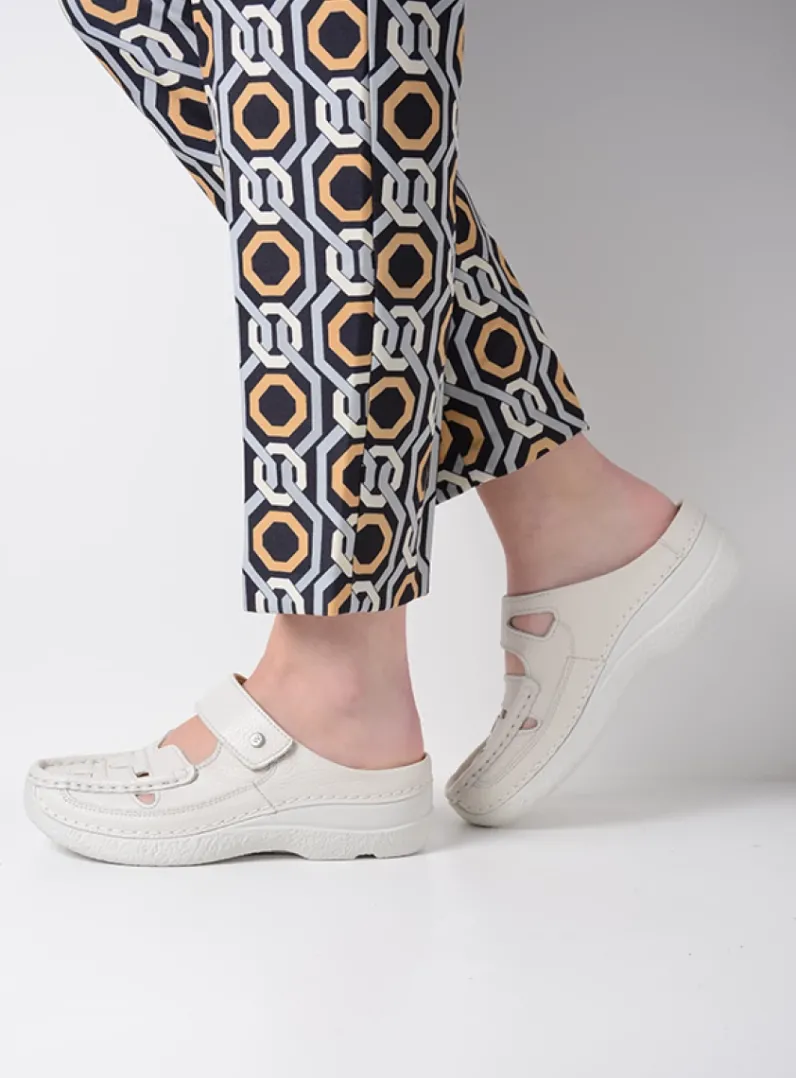 DAMES Wolky Slippers|Klompen<Roll Talaria - creme wit leer