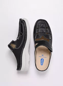 DAMES Wolky Slippers|Klompen<Roll Talaria - zwart leer