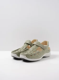 DAMES Wolky Sandalen<Rolling Sun - lichtgroen leer