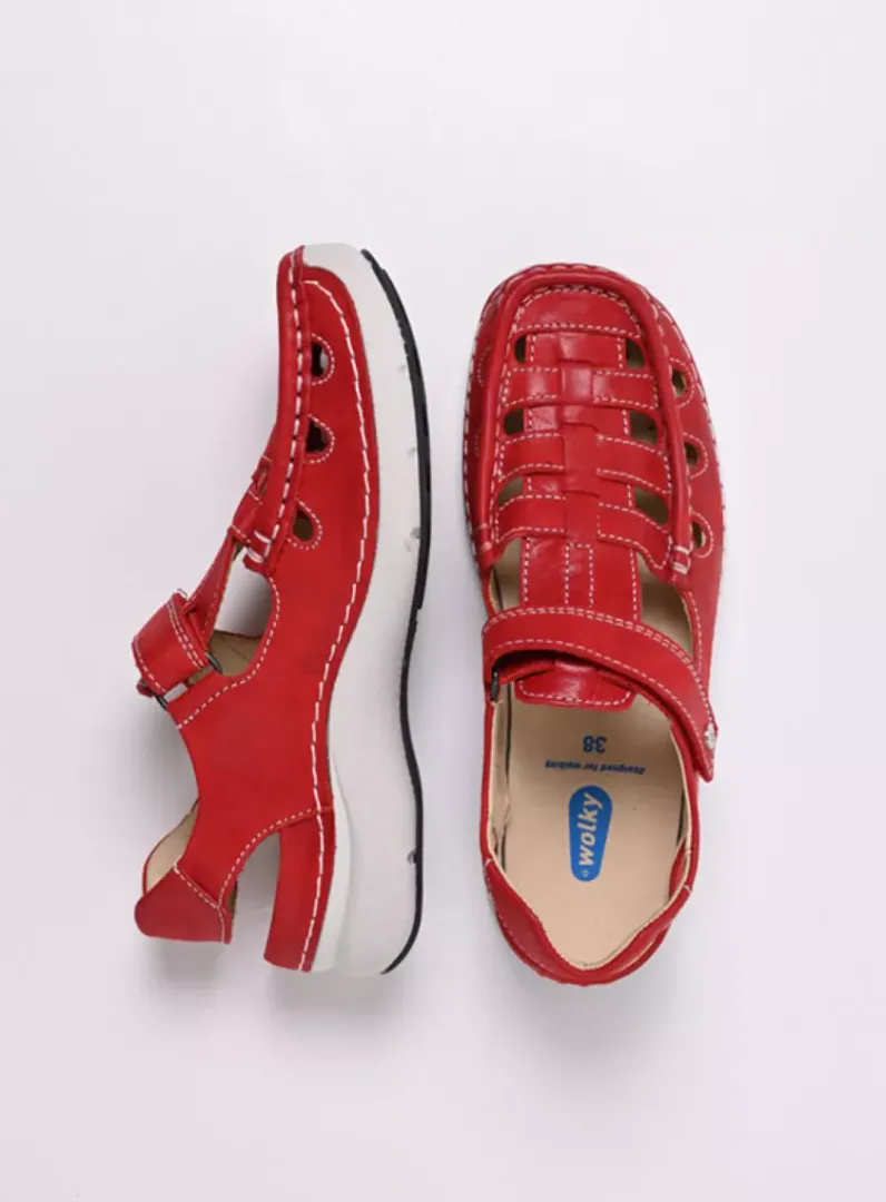DAMES Wolky Sandalen<Rolling Sun - rood effectleer