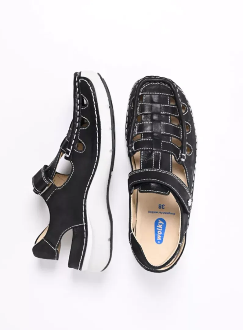 DAMES Wolky Sandalen<Rolling Sun - zwart effectleer