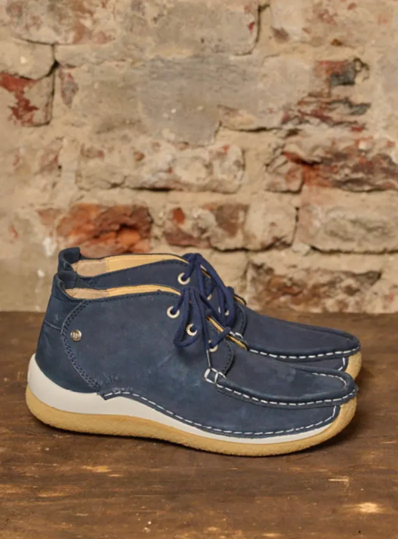 DAMES Wolky Lage Veterschoenen|Hoge Veterschoenen<Rosella - denim nubuck