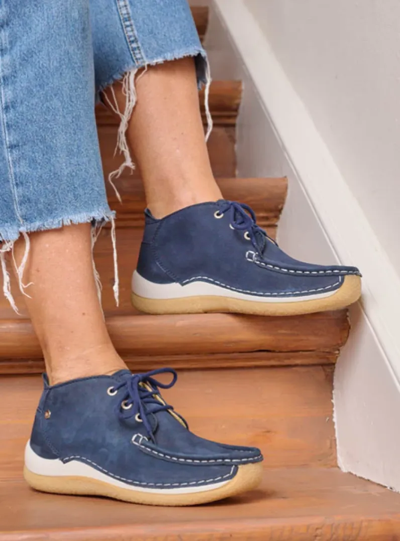 DAMES Wolky Lage Veterschoenen|Hoge Veterschoenen<Rosella - denim nubuck