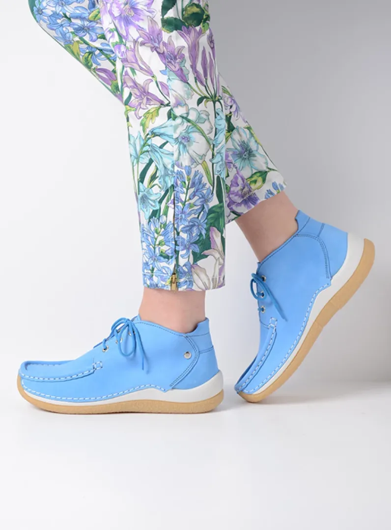DAMES Wolky Lage Veterschoenen|Hoge Veterschoenen<Rosella - lichtblauw nubuck