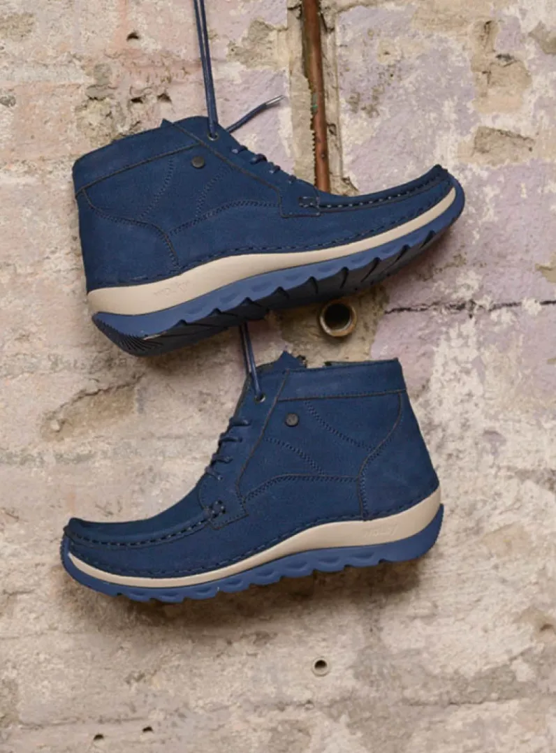 DAMES Wolky Hoge Veterschoenen<Salado - blauw nubuck