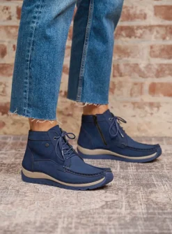 DAMES Wolky Hoge Veterschoenen<Salado - blauw nubuck