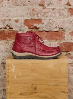 DAMES Wolky Hoge Veterschoenen<Salado - bordeauxrood leer