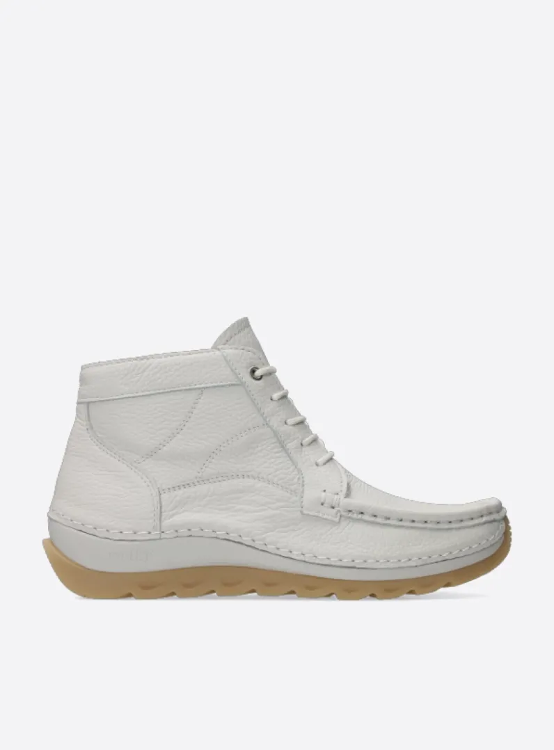 DAMES Wolky Hoge Veterschoenen<Salado - creme wit leer