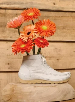 DAMES Wolky Hoge Veterschoenen<Salado - creme wit leer