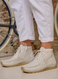 DAMES Wolky Hoge Veterschoenen<Salado - creme wit leer