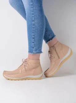 DAMES Wolky Hoge Veterschoenen<Salado - lichtbeige leer