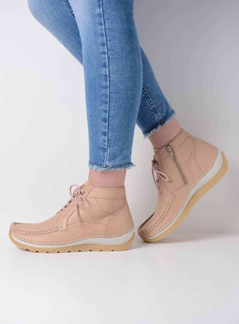 DAMES Wolky Hoge Veterschoenen<Salado - lichtbeige leer
