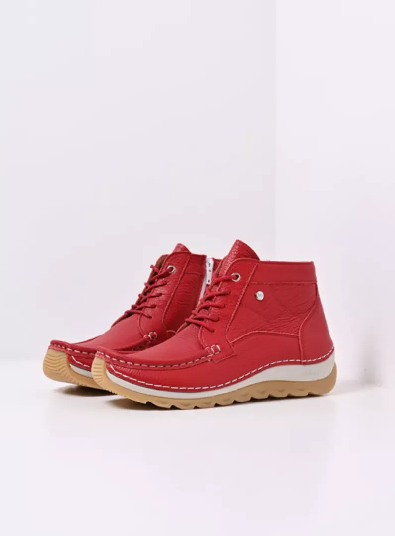 DAMES Wolky Hoge Veterschoenen<Salado - rood leer