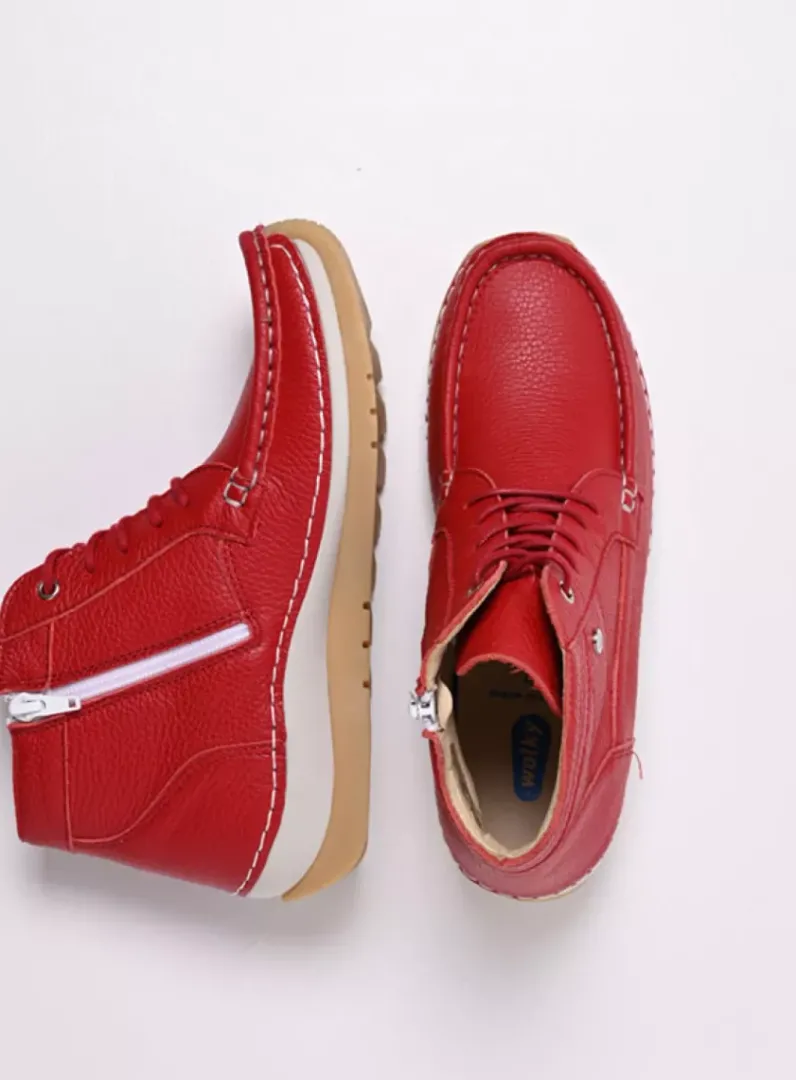 DAMES Wolky Hoge Veterschoenen<Salado - rood leer