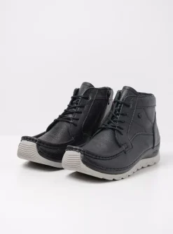 DAMES Wolky Hoge Veterschoenen<Salado - zwart leer