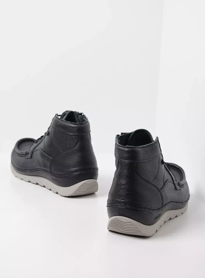 DAMES Wolky Hoge Veterschoenen<Salado - zwart leer