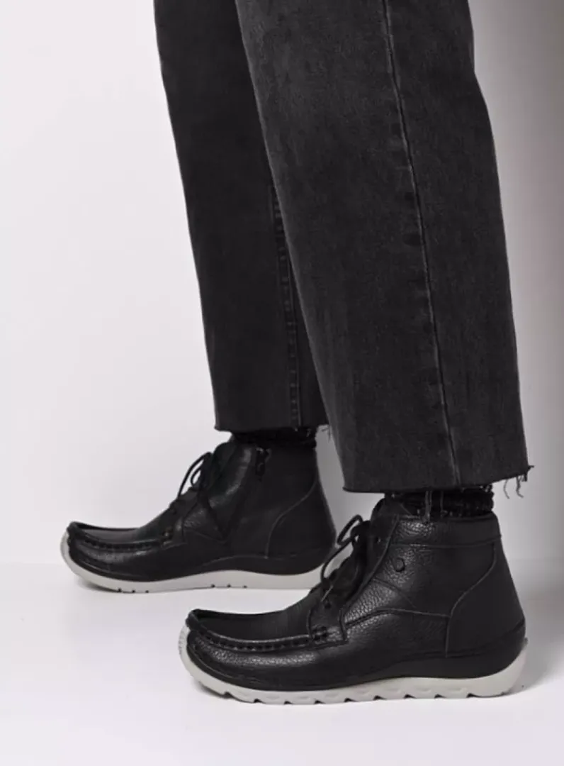 DAMES Wolky Hoge Veterschoenen<Salado - zwart leer