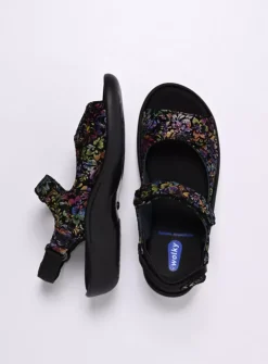 DAMES Wolky Sandalen<Salvia - zwart/multi flower nubuck