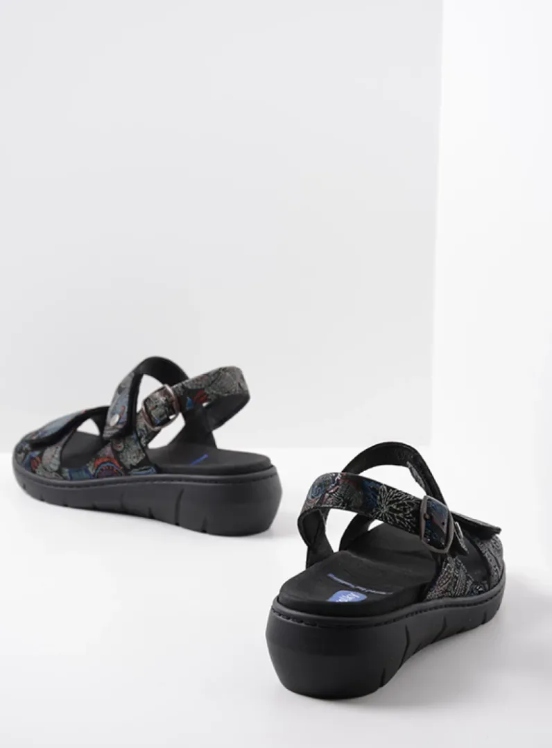 DAMES Wolky Sandalen<Santorini - zwart/blauw suede