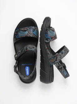 DAMES Wolky Sandalen<Santorini - zwart/blauw suede