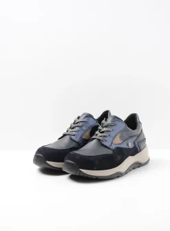 DAMES Wolky Lage Veterschoenen|Wandelschoenen<Sappho - blauw combi leer
