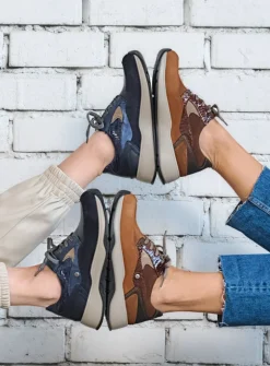 DAMES Wolky Lage Veterschoenen|Wandelschoenen<Sappho - blauw combi leer