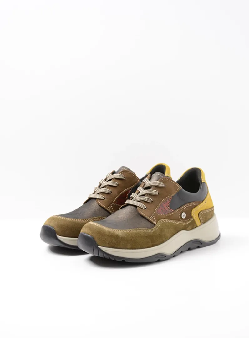 DAMES Wolky Lage Veterschoenen|Wandelschoenen<Sappho - donker taupe combi leer