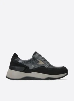 DAMES Wolky Lage Veterschoenen|Wandelschoenen<Sappho - zwart combi leer